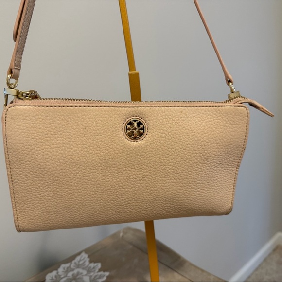Tory Burch Handbags - Tory Burch Cream Crossbody Kira Pebbled Leather Bag 91/2x51/2